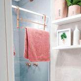 Porta Toalha Duplo Toalheiro De Box 45 cm Rose Gold